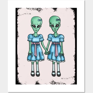 Creepy Alien Twins Posters and Art